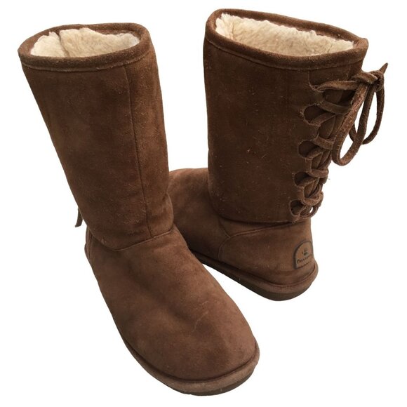 BearPaw Shoes - BearPaw Phylly Hickory Suede Ghillie Lace Up Back Wool Blend Lining Women's 9